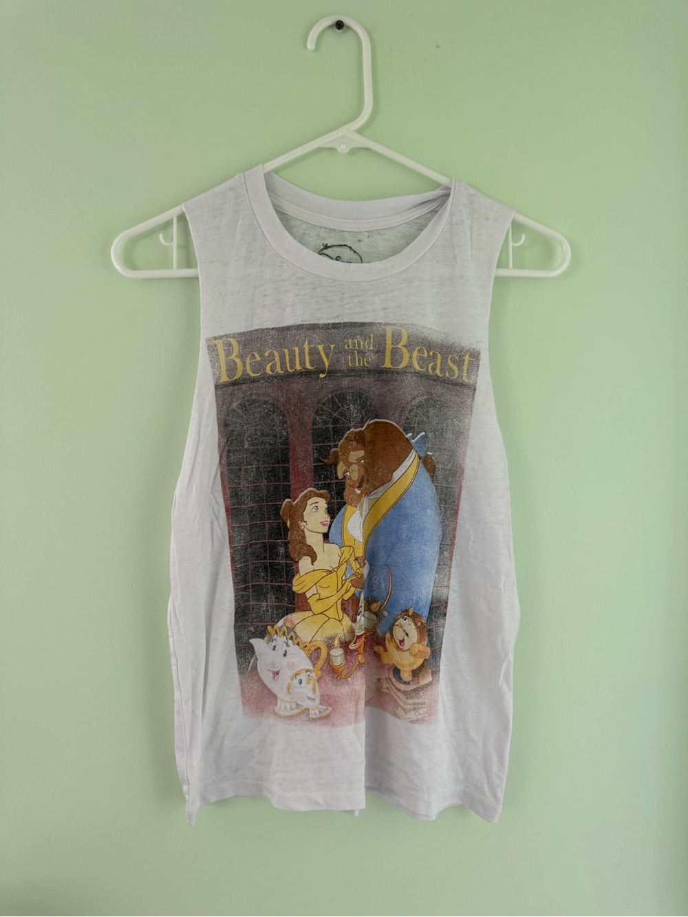 Beauty and the Beast Sleeveless Graphic Tank - White